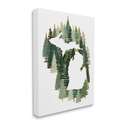 Stupell Industries Michigan State Outline Green Pine Tree Forest