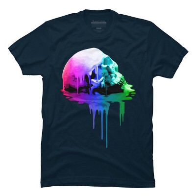 Men's Design By Humans Melting Skull with Vibrant Colors By robotface T-Shirt