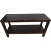 HomeRoots Rectangular Teak Shower Outdoor Bench With Shelf In Brown Finish - 3 of 4