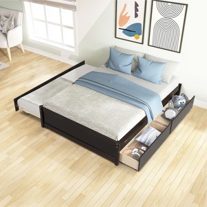 CAVINAS Full Size Modern Design Platform Bed Frame with Drawers/Trundle,No Box Spring Needed - 1 of 4