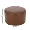 27.5'' Faux Leather Ottoman,Round Ottoman,Rustic Ottoman,Shoe Changing Bench,Footstool Ottoman Furniture,Ottoman For Living Room-Cuddlewood - 4 of 4