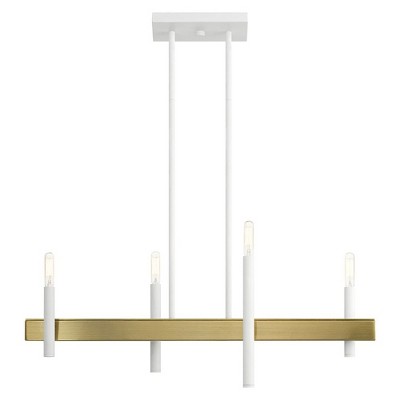 Livex Lighting Denmark 4 - Light Chandelier in  White/Antique Brass