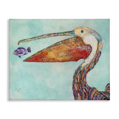 Stupell Industries Pelican's Lost Supper Fish and Patterned Feathers