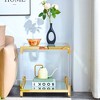 Dolonm Gold Square End Table - Modern Acrylic Leg, Mirror Bottom, 21.65" Clear Tempered Glass Top, Luxury Stainless Steel Frame - 3 of 4