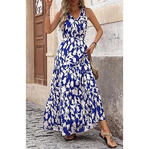 Clearlove Women Summer Dresses Casual Sleeveless Maxi Dresses Cute Floral Long Dress Wedding Guest Dress - 1 of 4