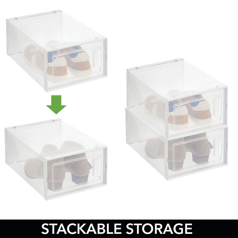 mDesign Plastic Stackable Closet Shoe Storage Box, Side Opening, 5 of 10