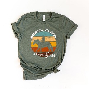 Simply Sage Market Women's Boots Class and A Little Sass Short Sleeve Graphic Tee - 1 of 3