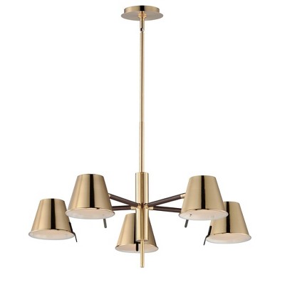 Maxim Lighting Carlo 5 - Light Chandelier in  Dark Bronze/Leather/Heritage Brass