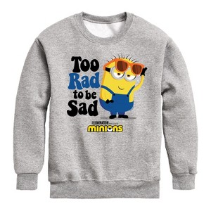 Boys' - Despicable Me Minions - Too Rad To Be Sad Graphic Long Sleeve Fleece Sweatshirt - 1 of 4