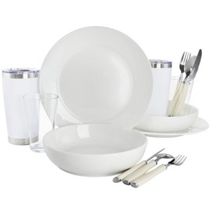 Gibson Home Nobella 14 Piece Fine Ceramic Dinnerware Set in White - 1 of 4