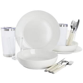 MALACASA Aviva Porcelain China Dinnerware Set - Service for 12