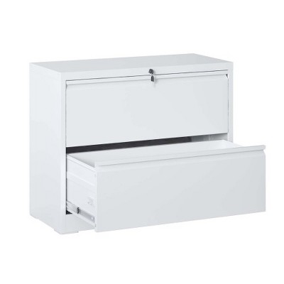 Anybear Lateral File Cabinet 2 Drawer, White Filing Cabinet with Lock