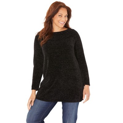 Catherines Chenille Cable-Knit Boatneck Sweater