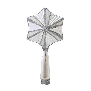 Santa Land Silver Retro Mini Star Tree Topper - 1 Glass Tree Topper 5.00 Inch, Glass - Feather Tree Czech Republic Radiant Glittered 23O20120 5.0 Inch - 1 of 3