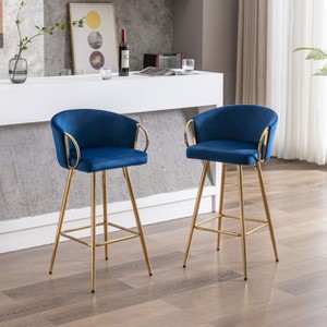 PAGED 30" Bar Height Stools Set of 2, Modern Velvet Counter Stools with Backs and Footrests for Bar, Kitchen, Dining Room - 1 of 4