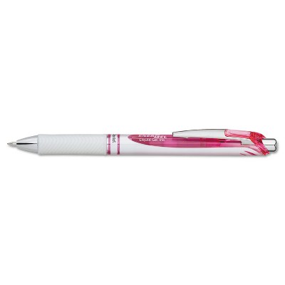 Pentel EnerGel RTX Retractable Liquid Gel Pen .7mm White/Pink Barrel Pink Ink BL77PWP