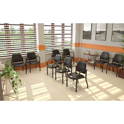 Black Mesh and Vinyl Mid-Back Guest Chair with Metal Frame