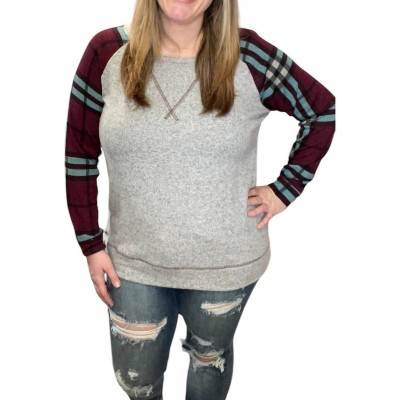 Women's Plaid Long Sleeve Top - honeyme