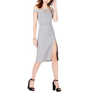 XOXO Womens Plaid Cutout Off-Shoulder Dress - 1 of 1