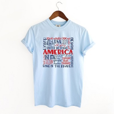 Simply Sage Market Women's American Words Colorful Short Sleeve Garment Dyed Tee