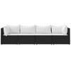 vidaXL Contemporary Black 4-Piece Patio Lounge Set - Weather-Resistant PE Rattan Garden Sofa Set with Powder-Coated Steel Frame, Thick White Cushions - 3 of 4