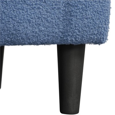 Blue Boucle Upholstered Barrel Accent Chair with Manufactured Wood Frame
