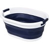 Honey-Can-Do Set of 2 Collapsible Hampers Navy Blue/White: Adjustable Laundry Baskets with Carrying Bag, 2 Handles - 3 of 4