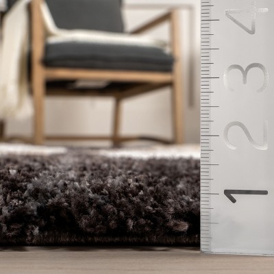 Brown and Beige Geometric Shag 4' x 6' Area Rug