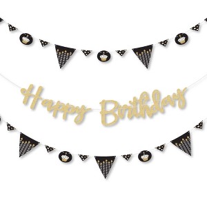 Big Dot of Happiness Adult Happy Birthday - Gold - Birthday Party Letter Banner Decor - 36 Cutouts & No-Mess Real Gold Glitter Happy Birthday Letters - 1 of 4