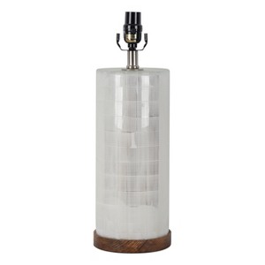 Large Light Mercury Cut Glass Wood Table Lamp Base Wood/Silver - Threshold , Size: Lamp Only