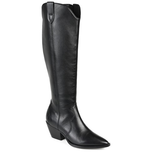 Journee Signature Extra Wide Calf Women's Genuine Leather Tru Comfort Foam™  Pryse Boot Black 6.5
