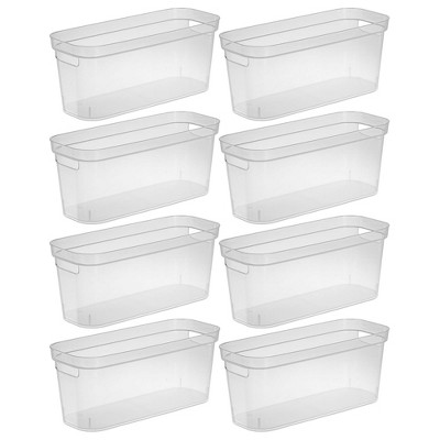 Sterilite 4.25 x 8 x 12.25 Inch Small Modern Storage Bin w/ Comfortable  Carry Through Handles & Banded Rim for Household Organization, Clear (16  Pack)