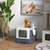PawHut Cat Litter Box with Lid, Covered Large Cat Litter Box with Scoop, Front Entry, and Top Exit for Large Adult Cats, White - 3 of 4