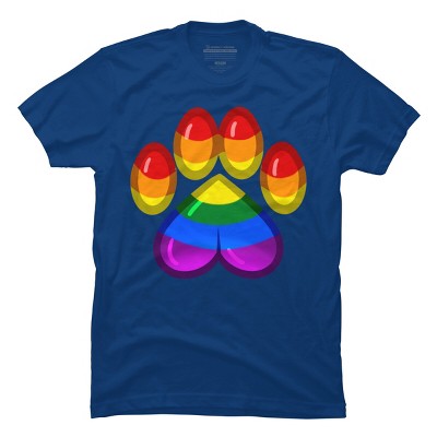 Adult Design By Humans Rainbow Pride Heart Pawprint By leashonlife T-Shirt