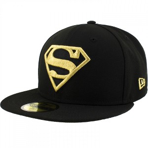 Adult Superman Gold Logo Black Colorway New Era 59Fifty Fitted Hat - 1 of 4