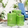 VisioGear Patio End Tables, 3-pcs Patio End Tables, Indoor Outdoor Nesting End Carved Trellis Design Side Table, Green, 12.5"*12.5"*16.5" - 4 of 4