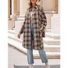 Coolmee Women's Oversized Plaid Flannel Shirts Lapel Long Sleeve Check Mid Long Blouse with Pockets - 3 of 4