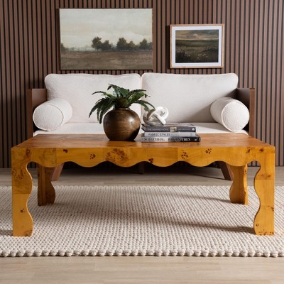 bali & pari Huxley Modern and Contemporary Natural Real Burl Wood Coffee Table