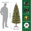 6 Ft Pre-Lit Pencil Christmas Tree, Slim Artificial Christmas Tree with 250 Colorful LED Lights, 8 Lighting Modes, 571 Tips, Metal Base, Green - 3 of 4