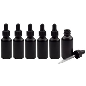 Cornucopia Brands 1oz Black Coated Glass UV Resistant Eye Dropper Bottles 6pk, Cosmetic Use - 1 of 4