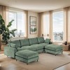 TiramisuBest 6-Seat Modular Corduroy Sectional Sofa, L-Shaped Couch with Footstool, Storage, Removable Covers, Olive Green - 3 of 4