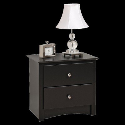 Sonoma Black 2-Drawer Nightstand with Nickel Knobs