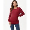 Maternity Shirts Women's Knit Ribbed Round Neck Puff Short Sleeve T-Shirt Pregnancy Casual Side Ruched Tunic Tee Tops - 3 of 4