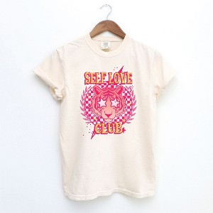 Simply Sage Market Women's Self Love Club Tiger Short Sleeve Garment Dyed Tee - 1 of 2