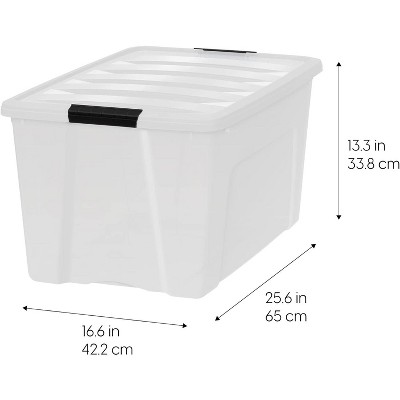 Pearl 72qt Stackable Plastic Storage Bins with Latching Lids - 4 Pack