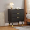 Black Modern 3 Drawer Fluted Dresser 57 Wide Wood Chest of Drawers Clothes Storage Organizer - 4 of 4