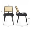 Fontoi Dining Chairs, Mid-Century Modern Dining Chairs Set of 2 with Rattan Backrest and Metal Frame for Kitchen Living Room, Black, 21.3"*19.3"*31.1" - 2 of 4