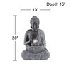 Sitting Buddha 28" High Large Indoor Outdoor Decor Faux Stone Floor Water Fountain with Light LED Outside Garden Patio - 4 of 4