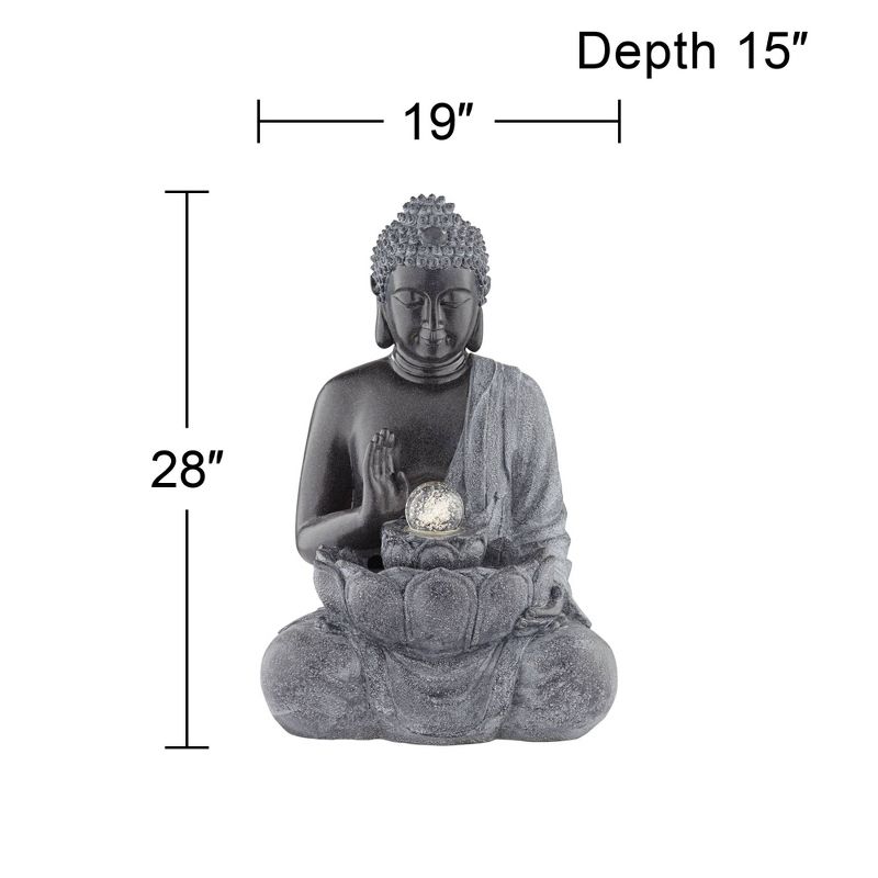 John Timberland Sitting Buddha Zen Outdoor Water Fountain with LED Light 28" for Yard Garden Patio Deck Porch House Exterior Balcony Meditation, 5 of 12