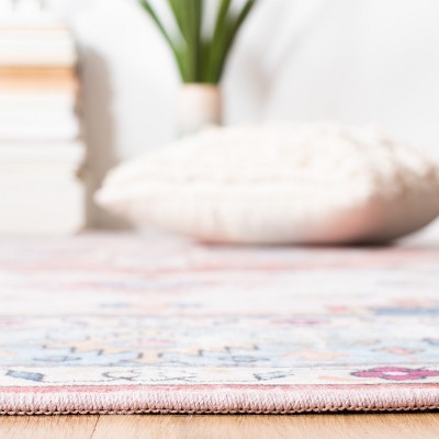 Tucson 5' x 8' Blue Round Washable Synthetic Rug